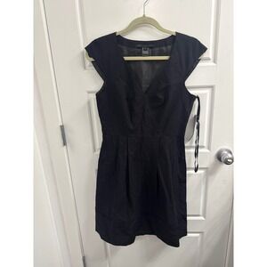 Marc by Marc Jacobs Black V-Neck Cap Sleeve Fit & Flare Dress Womens 6 NEW